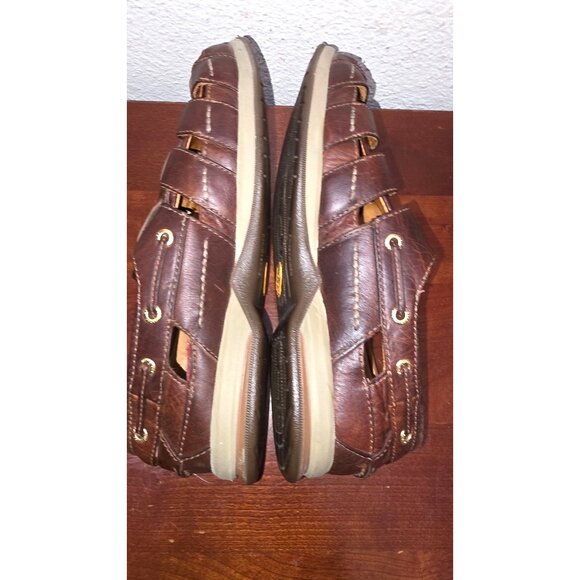 Sperry Men's Brown Leather Fisherman Sandal Rubber Soles Size 8 - Picture 4 of 8